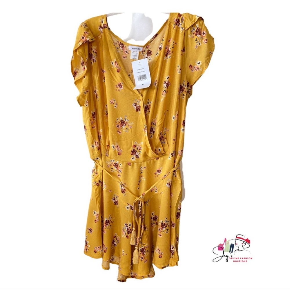 Eyeshadow Yellow Floral Short Romper